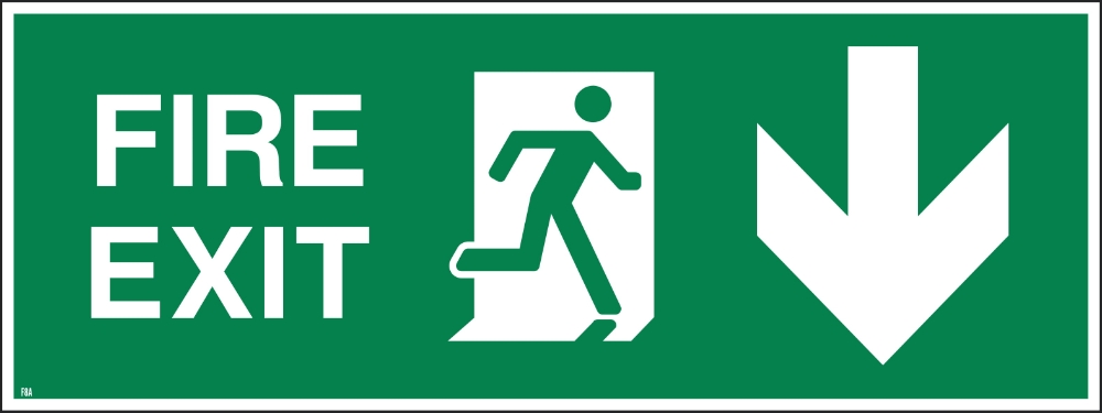 600MM X 200MM Fire Exit Down - Safety Signs UK Ltd